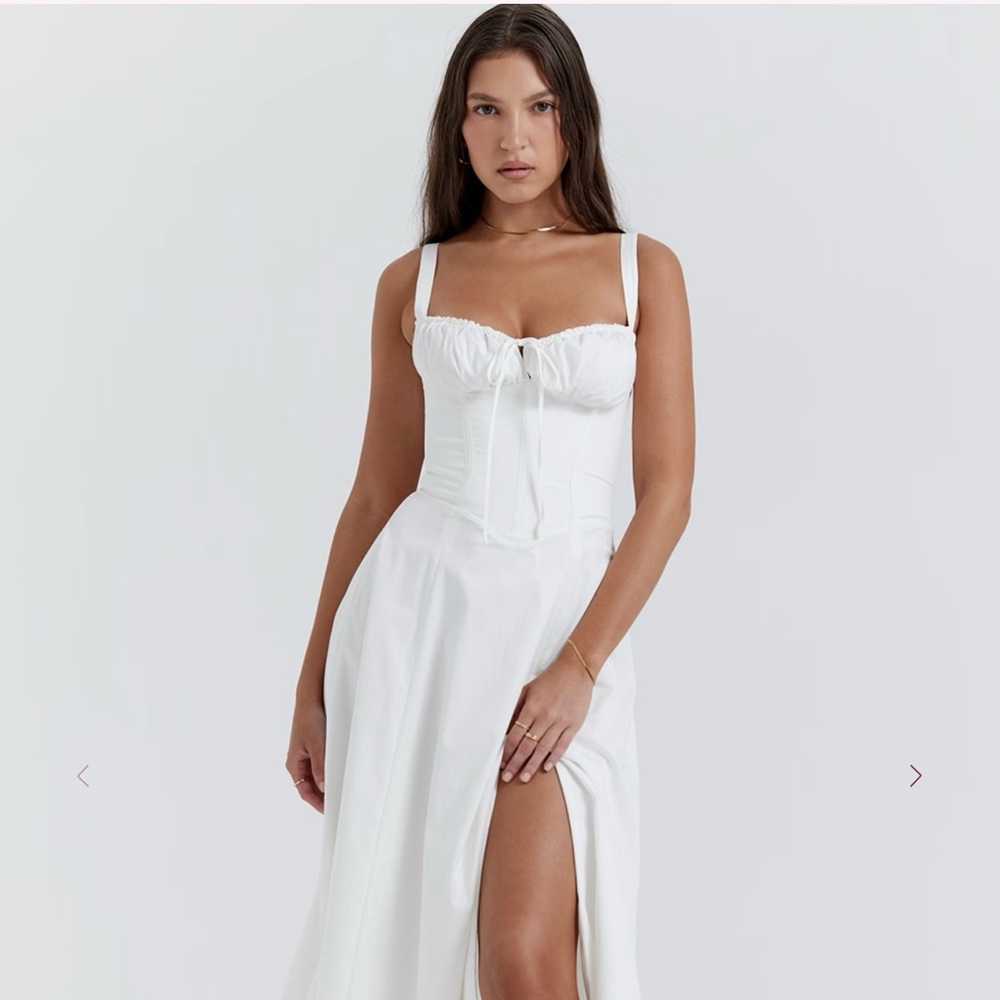 House of CB “Carmen” White Bustier Sundress – Size S (Bigger Cup)